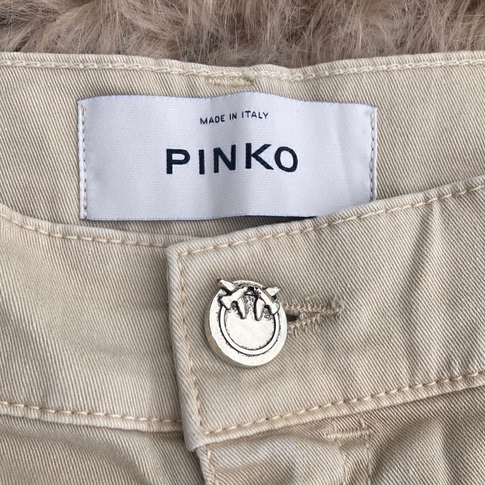 Pinko Love Birds Made in Italy Khaki Strait Leg Pants/jeans - Picture 4 of 6